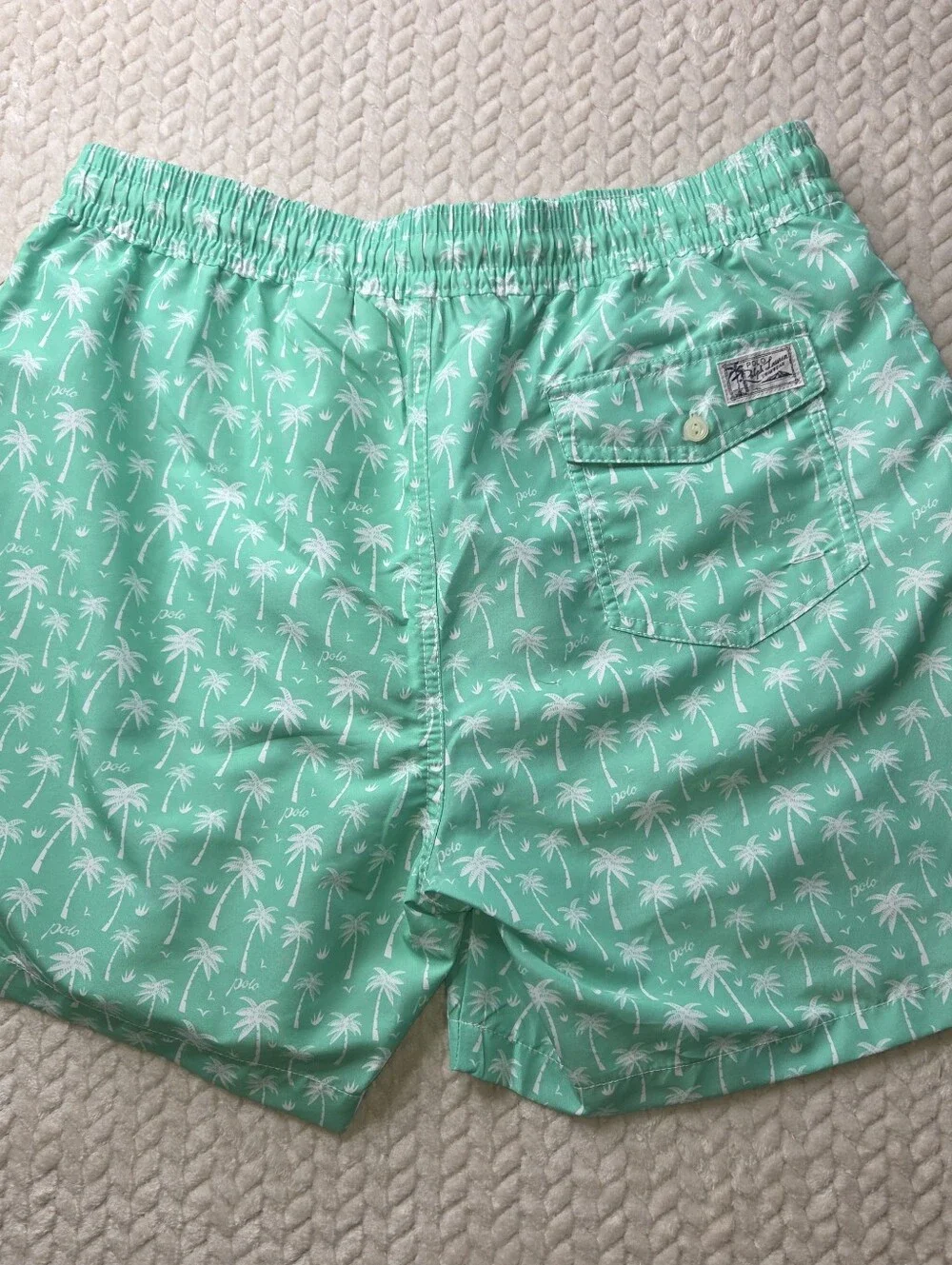 Polo Ralph Lauren Mens Traveler All Over Palm Tree Print Swim Trunks Green L NWT